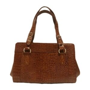 Hand bag Classic Charlie Lapson Embossed Croc Brown textured Leather bag‎ #286